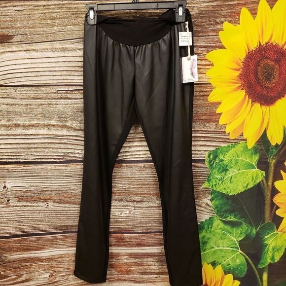 Jessica Simpson Maternity Faux Leather black pants - Picture 1 of 6